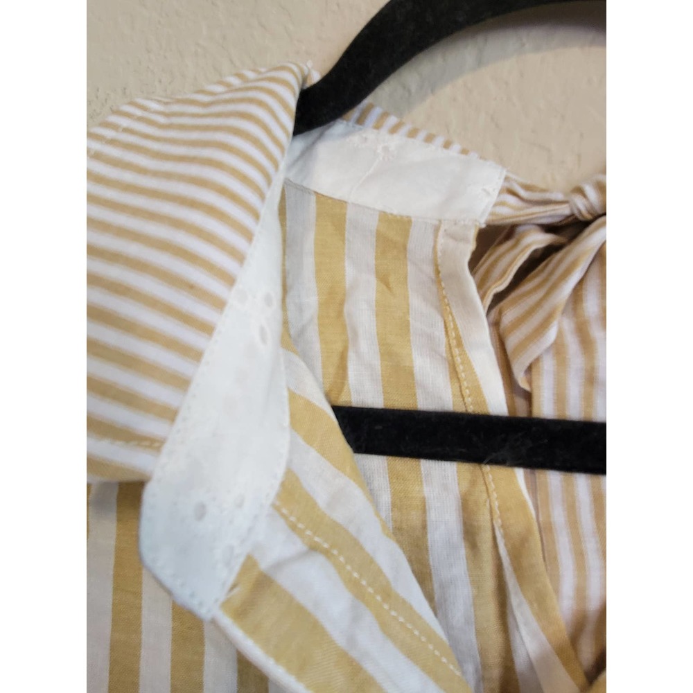 Mystree Womens Tunic Shirt Dress Stripes  Bow Detail Button Front Small Cotton - Picture 2 of 7